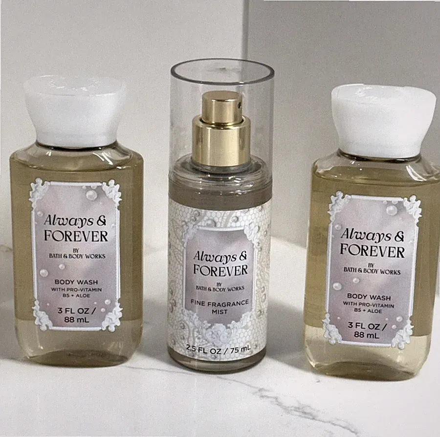 3 Bath & Body Works ALWAYS & FOREVER Travel Shower Gel Fine Fragrance Mist Spray