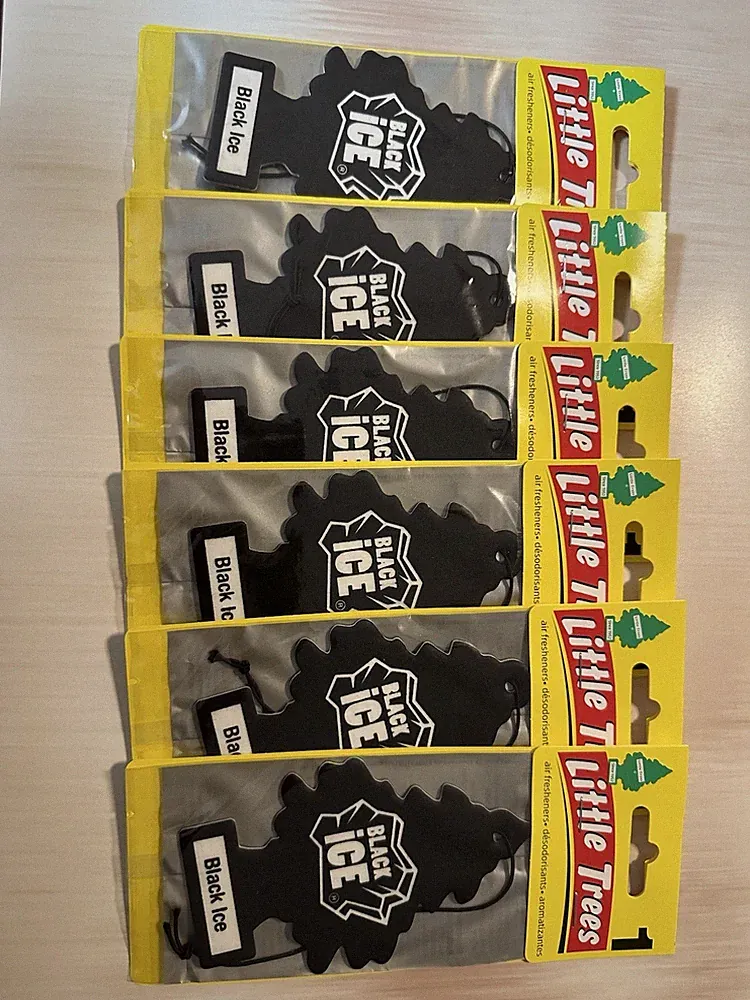 Little Trees Black Ice Scent Car Air Freshener 6 Pack Odor Eliminator Hanging